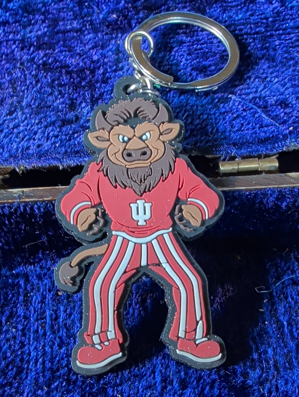 IU Red Mascot Keychain - Indiana Hoosier The Bison University Hoosiers Inspired